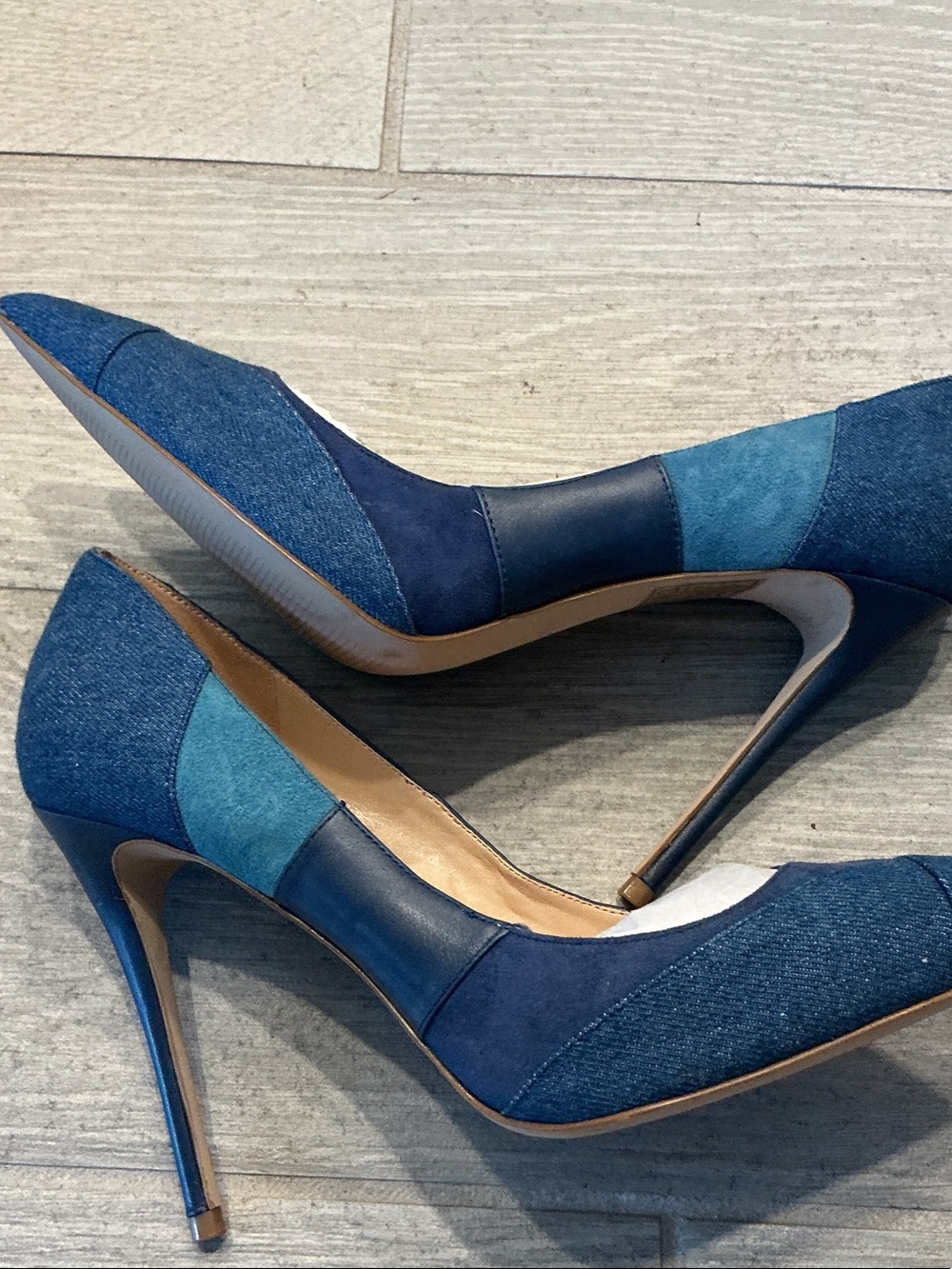 Aldo Blue Patchwork Pointed-Toe Pumps - Picture 5 of 7